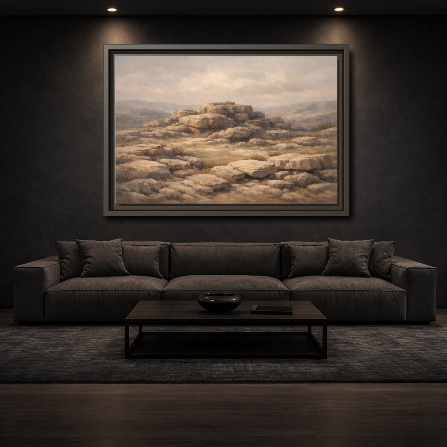 Mockup 2. Nature Rock Formations Earthy Brown Landscape shown as stretched canvas wall art