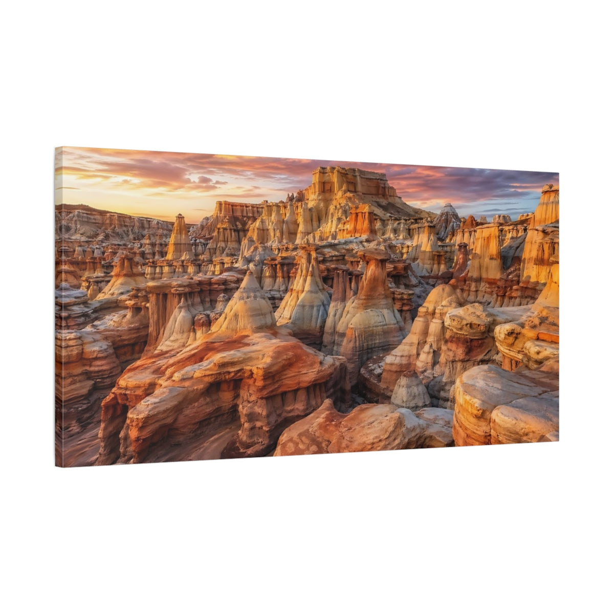 Main Mockup. Nature Rock Formations Orange Desert Landscape shown as stretched canvas wall art