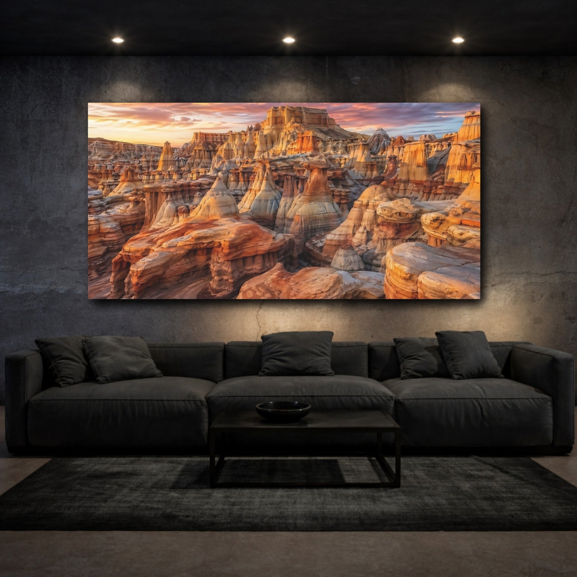 Mockup 2. Nature Rock Formations Orange Desert Landscape shown as stretched canvas wall art