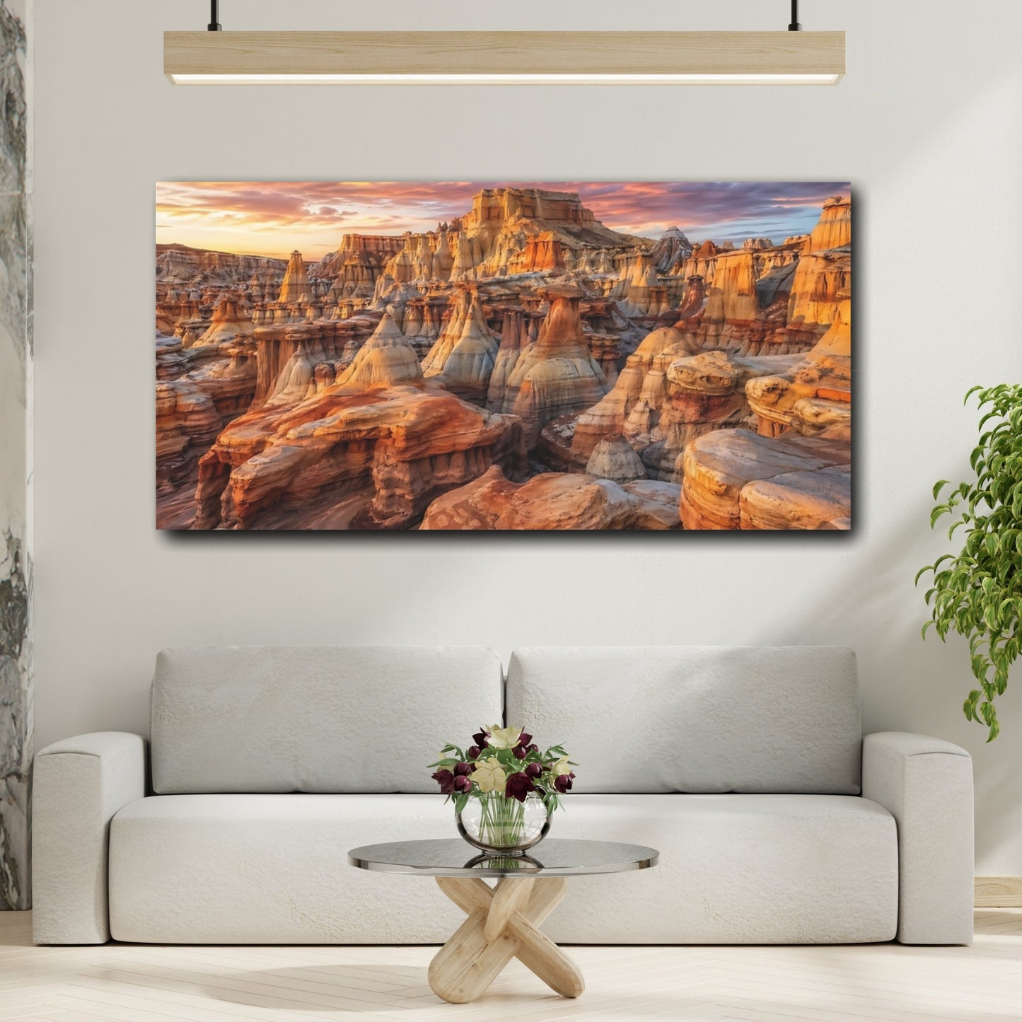 Mockup 3. Nature Rock Formations Orange Desert Landscape shown as stretched canvas wall art