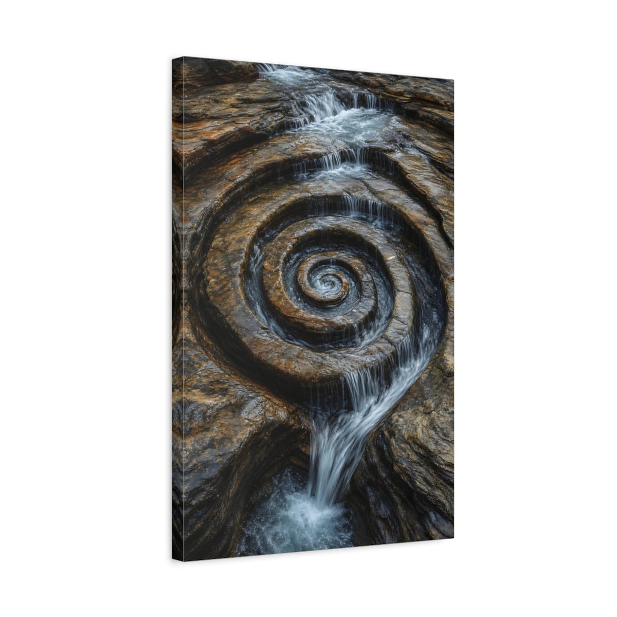Nature Rock Spiral Brown And Blue Canvas Print – Living Room, Above Couch - YesArtYes
