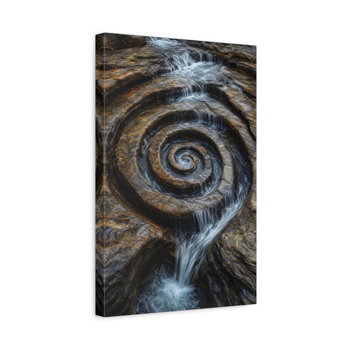 Nature Rock Spiral Brown And Blue Canvas Print – Living Room, Above Couch - YesArtYes