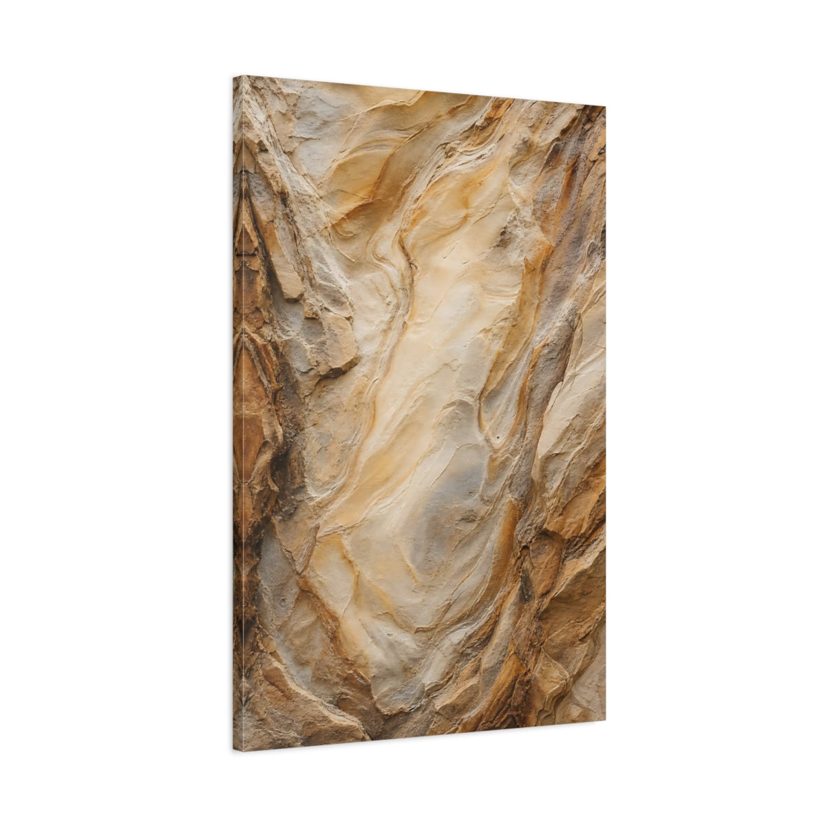 Main Mockup. Nature Rock Texture Brown And Tan shown as stretched canvas wall art