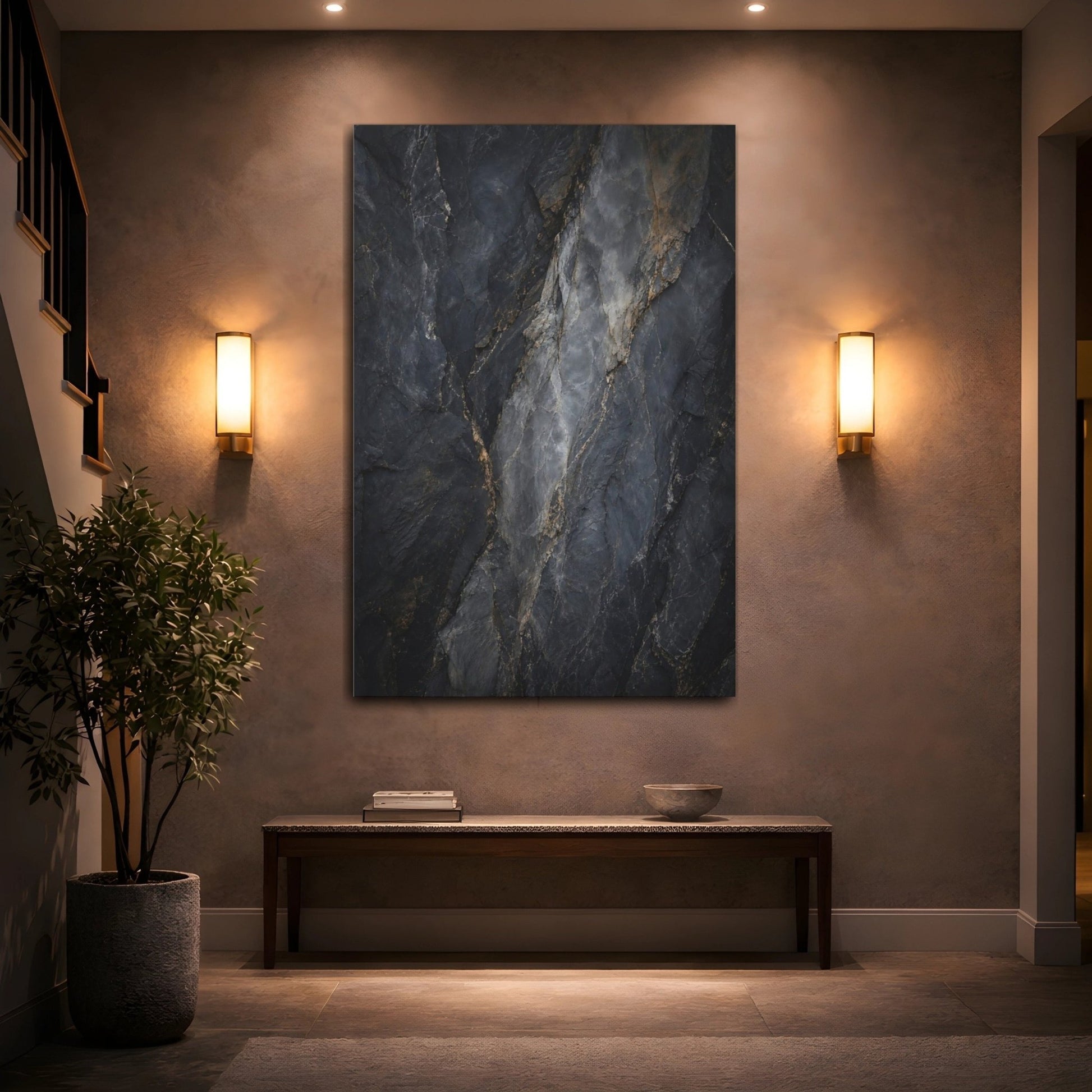 Nature Rock Texture Dark Canvas Wall Art Print – Abstract Living Room, Above Couch - YesArtYes