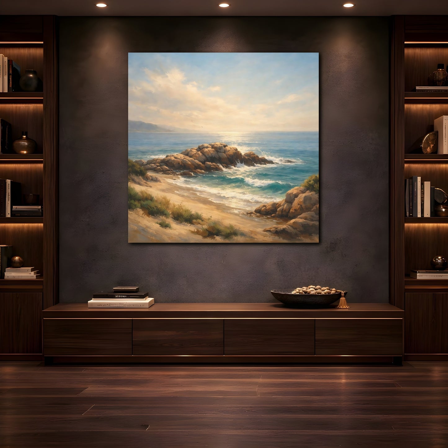 Mockup 4. Nature Rocky Beach Beach Landscape shown as stretched canvas wall art