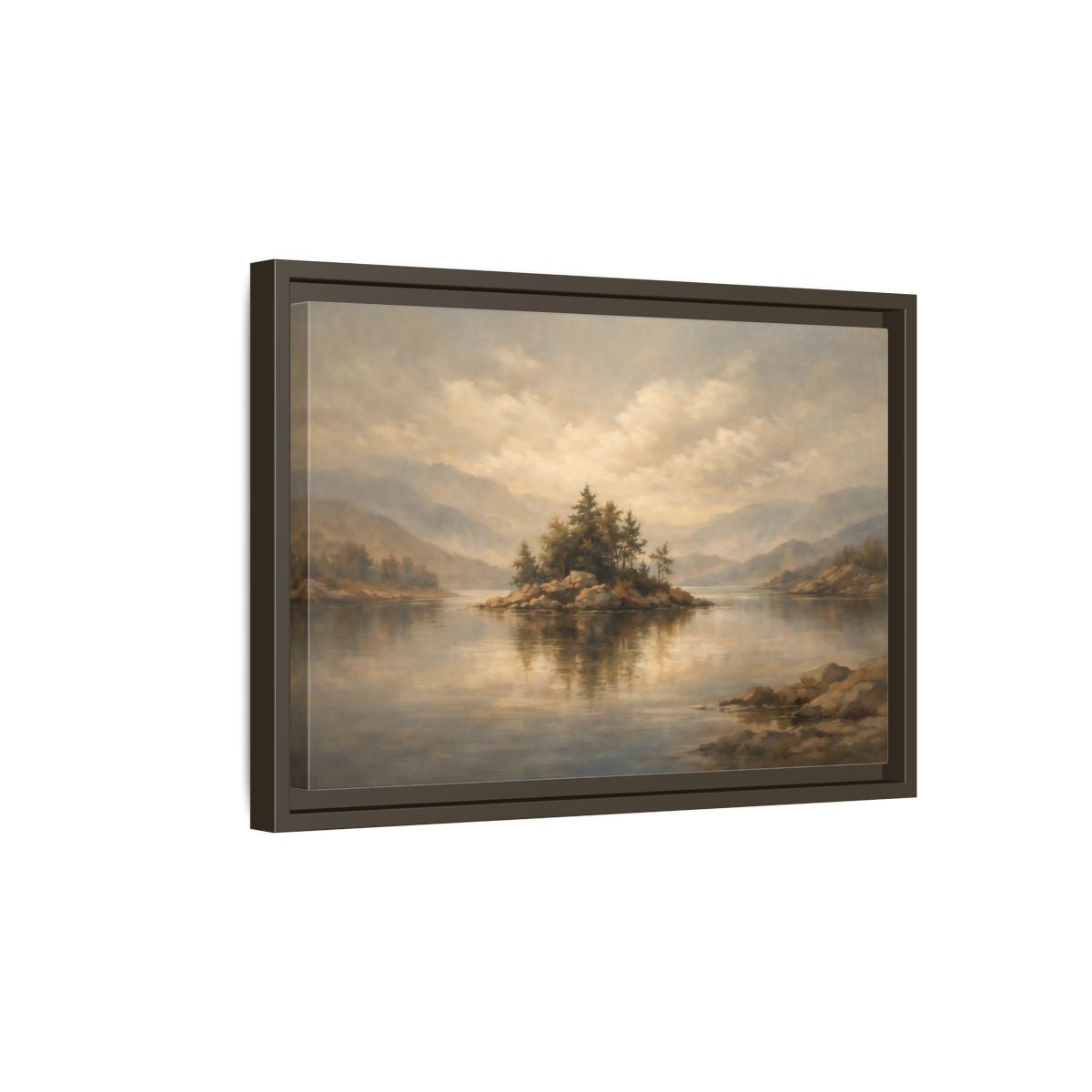 Side Mockup 5. Nature Rocky Island Muted Nature Scene shown as stretched canvas wall art