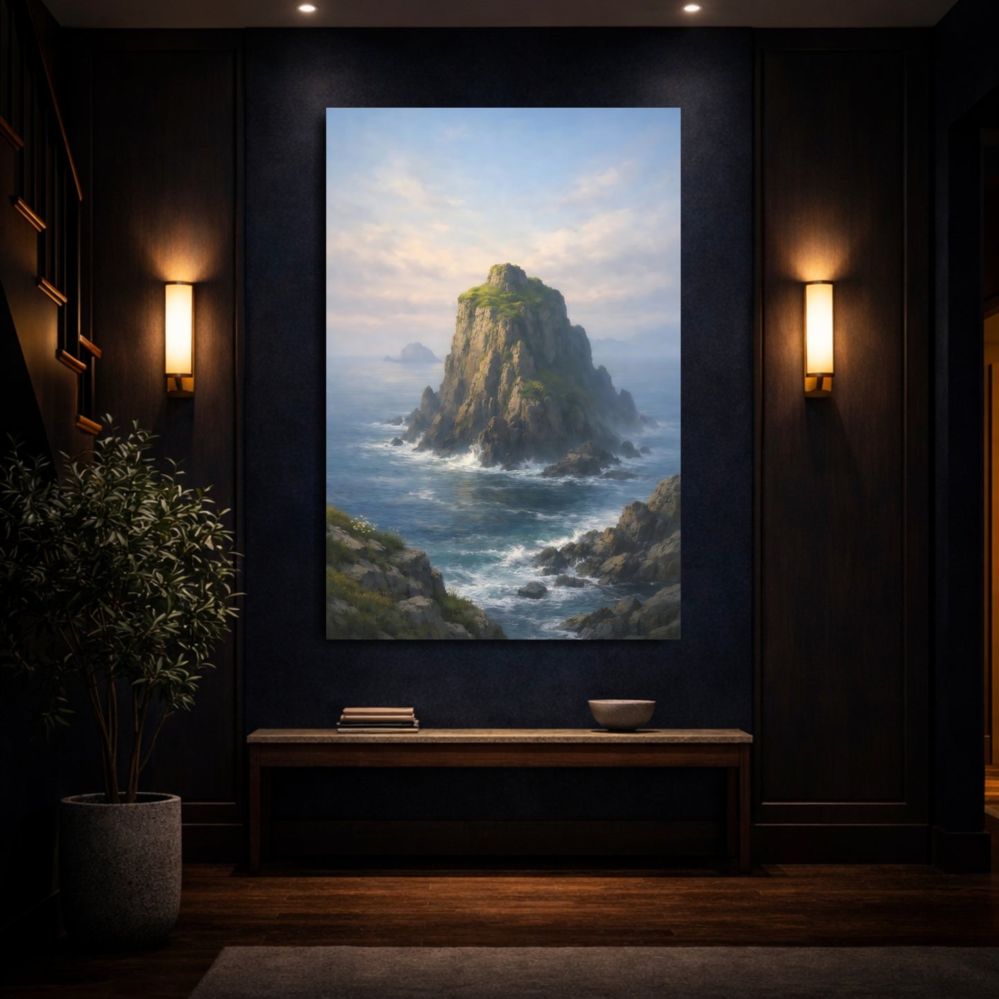 Nature Rocky Island Ocean Rockscape shown as front canvas room wall art