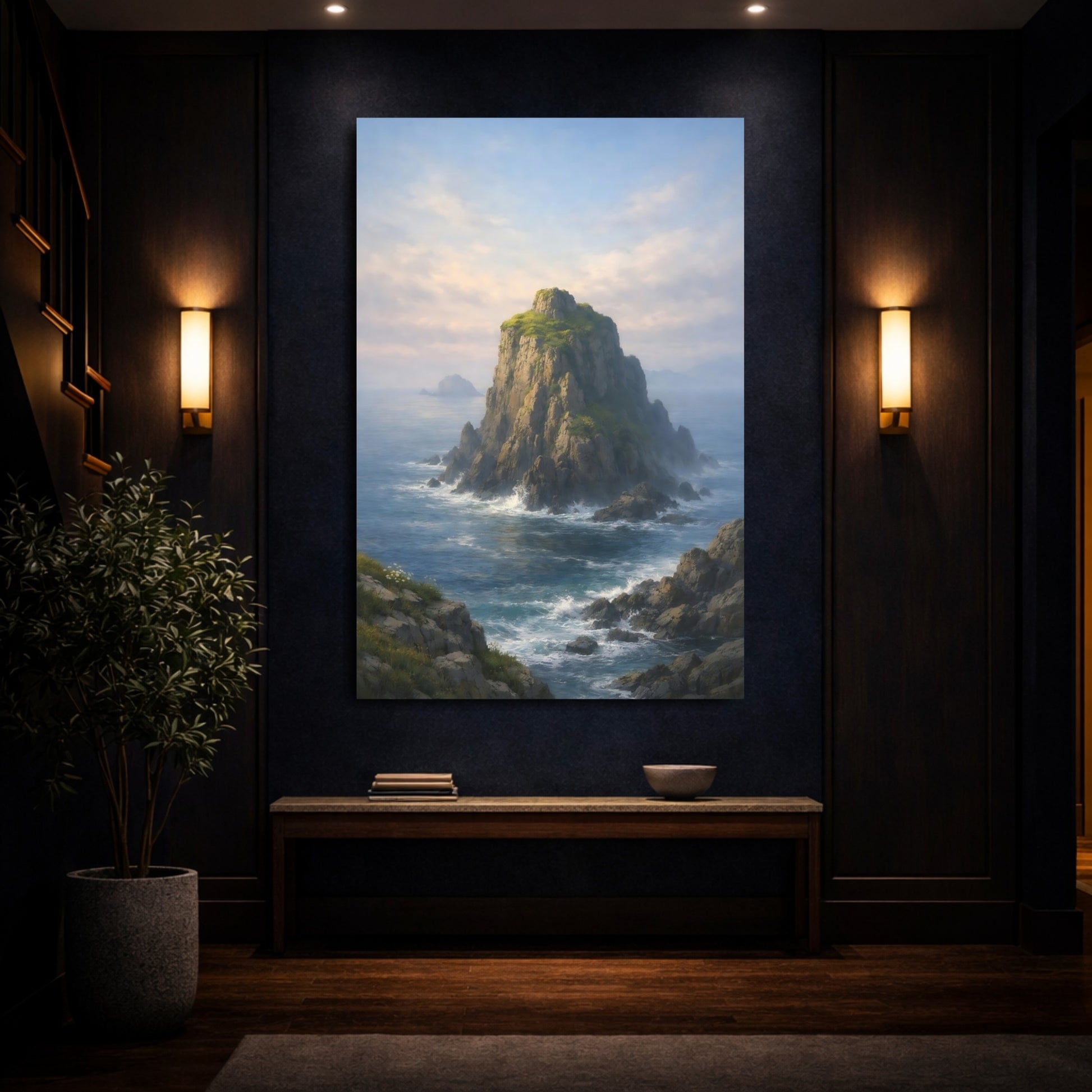 Nature Rocky Island Ocean Rockscape shown as front canvas room wall art