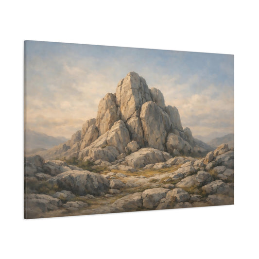 Main Mockup. Nature Rocky Mountain Grey Brown Mountain shown as stretched canvas wall art