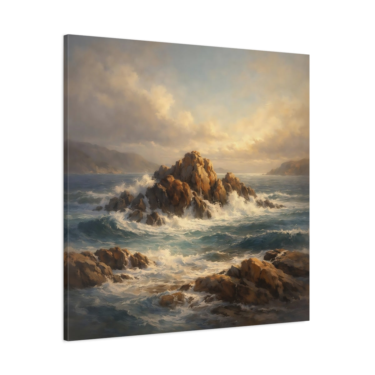 Main Mockup. Nature Rocky Seascape Coastal Seascape shown as stretched canvas wall art