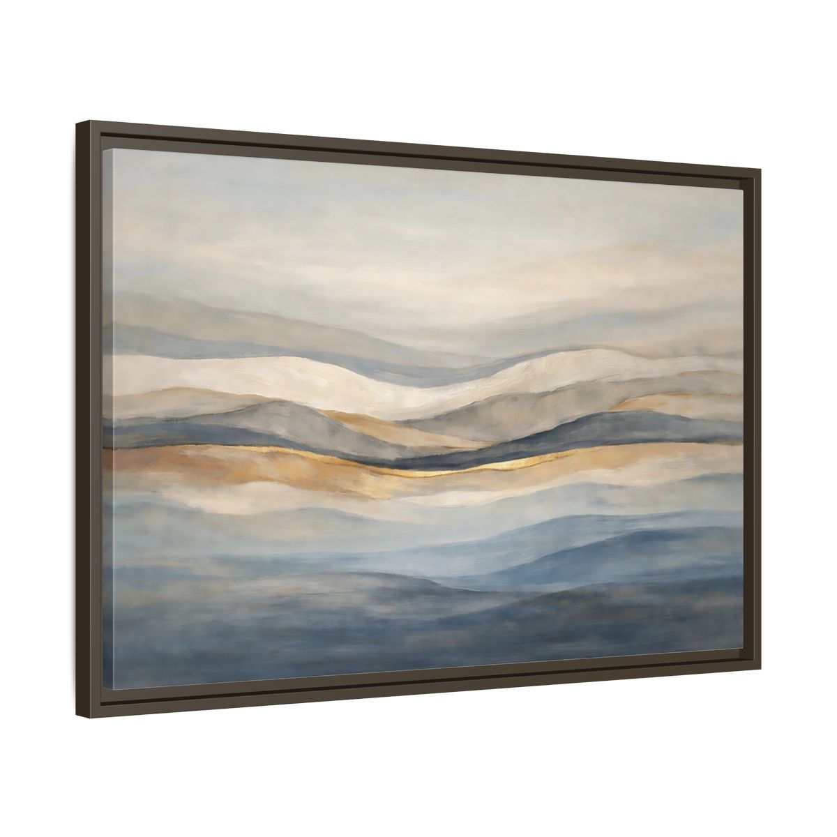 Side Mockup 11. Nature Rolling Hills Blue Gold Landscape shown as stretched canvas wall art