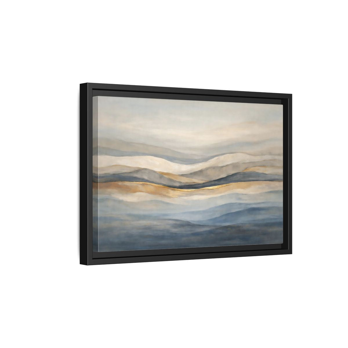 Side Mockup 6. Nature Rolling Hills Blue Gold Landscape shown as stretched canvas wall art