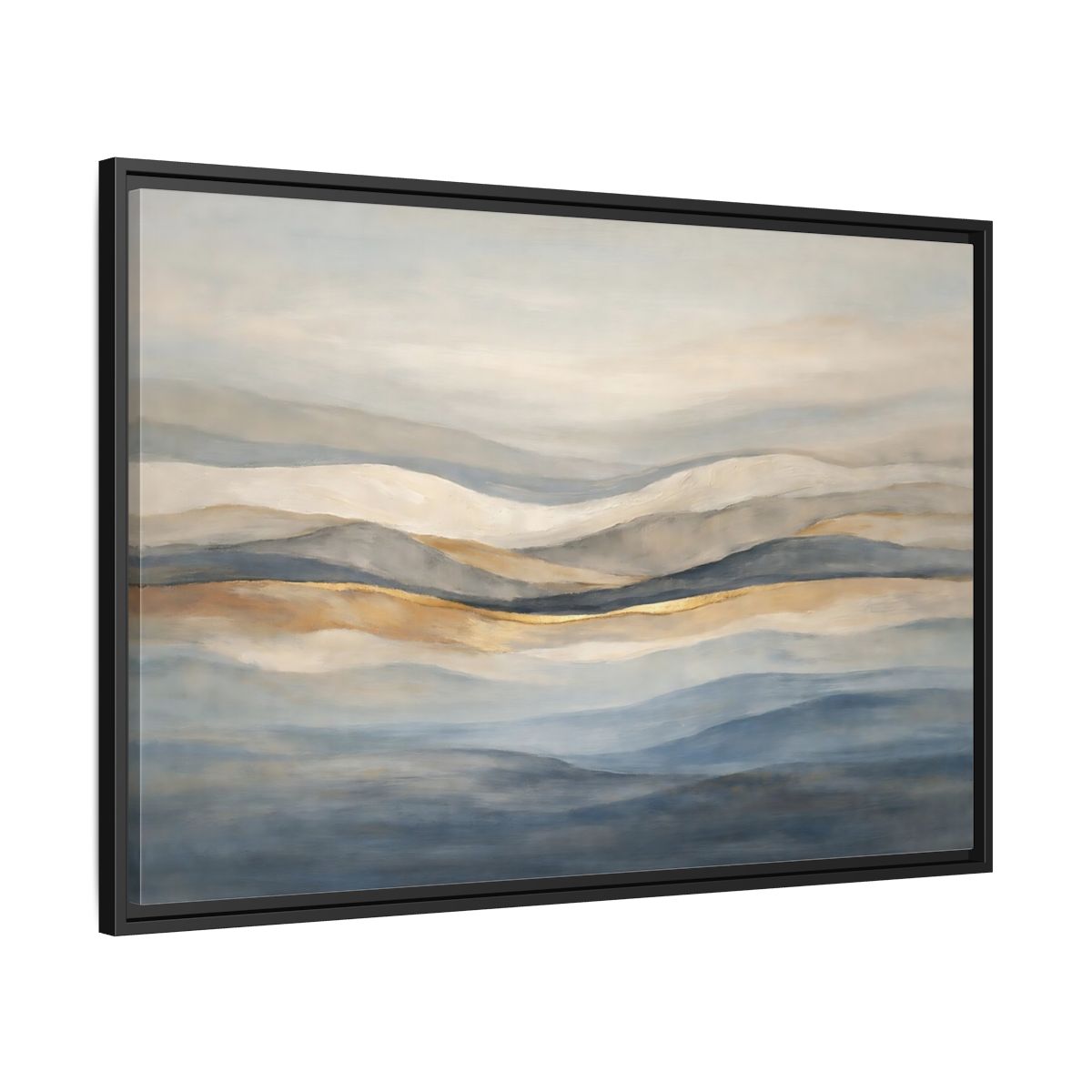 Side Mockup 13. Nature Rolling Hills Blue Gold Landscape shown as stretched canvas wall art