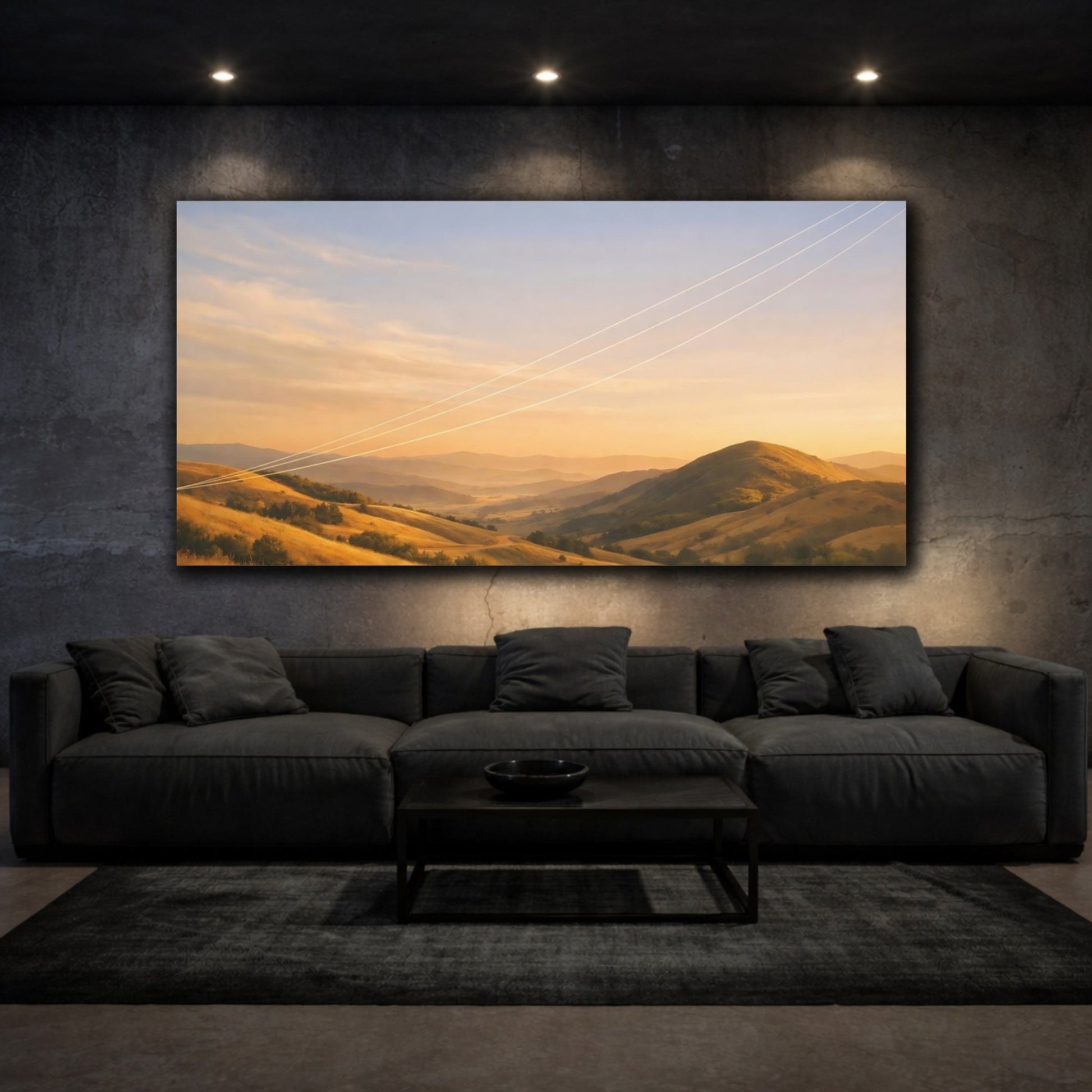 Nature Rolling Hills Golden Sunset - Canvas Wall Art Print - YesArtYes