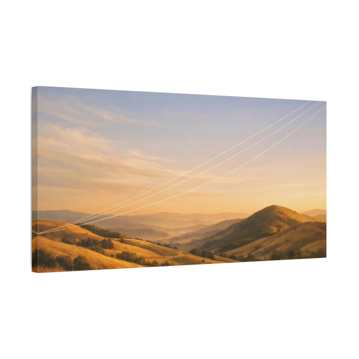 Nature Rolling Hills Golden Sunset - Canvas Wall Art Print - YesArtYes