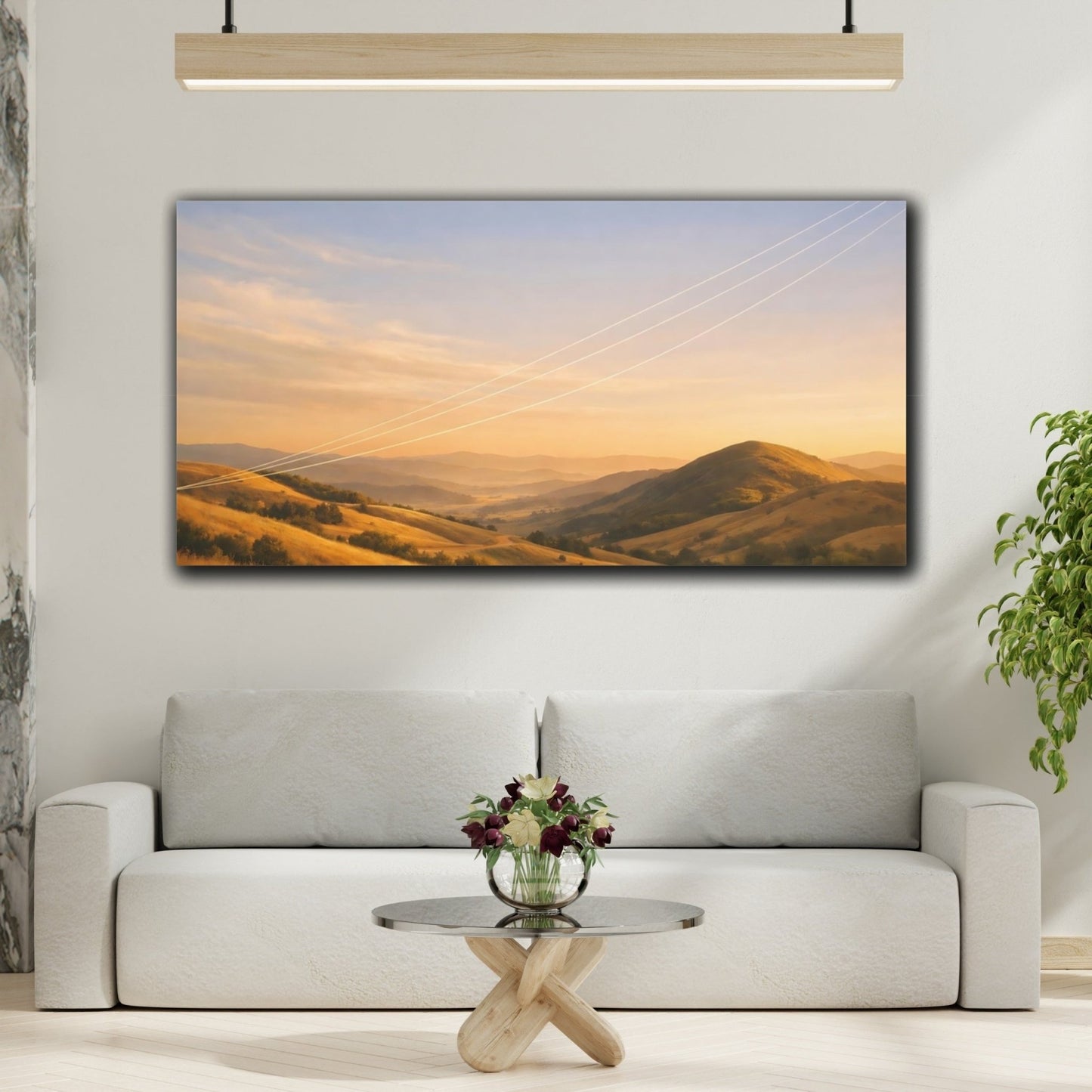 Nature Rolling Hills Golden Sunset - Canvas Wall Art Print - YesArtYes