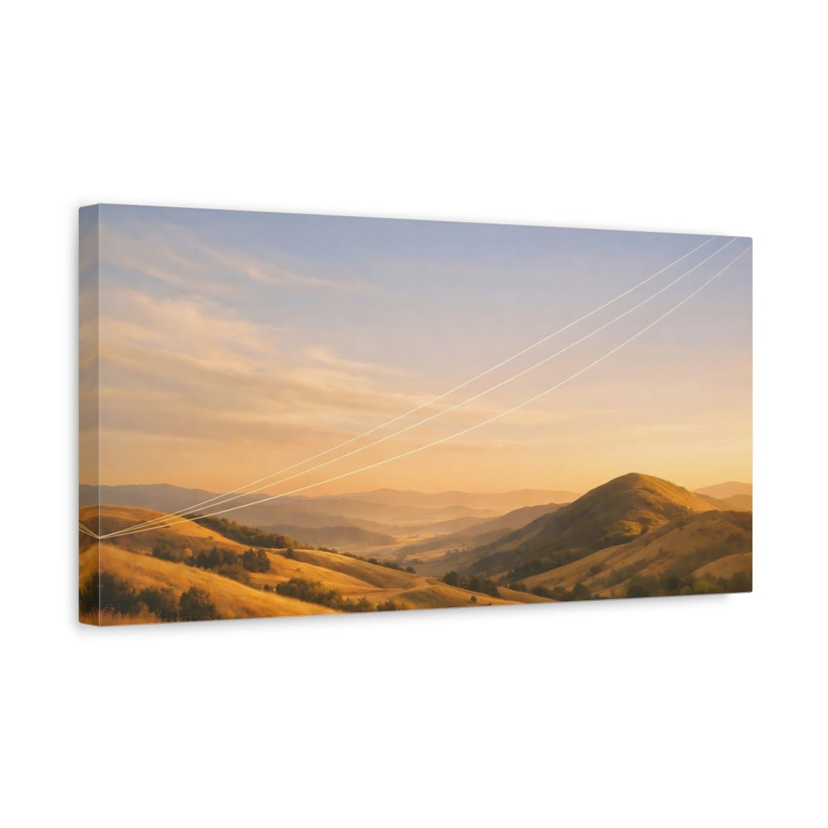 Nature Rolling Hills Golden Sunset - Canvas Wall Art Print - YesArtYes