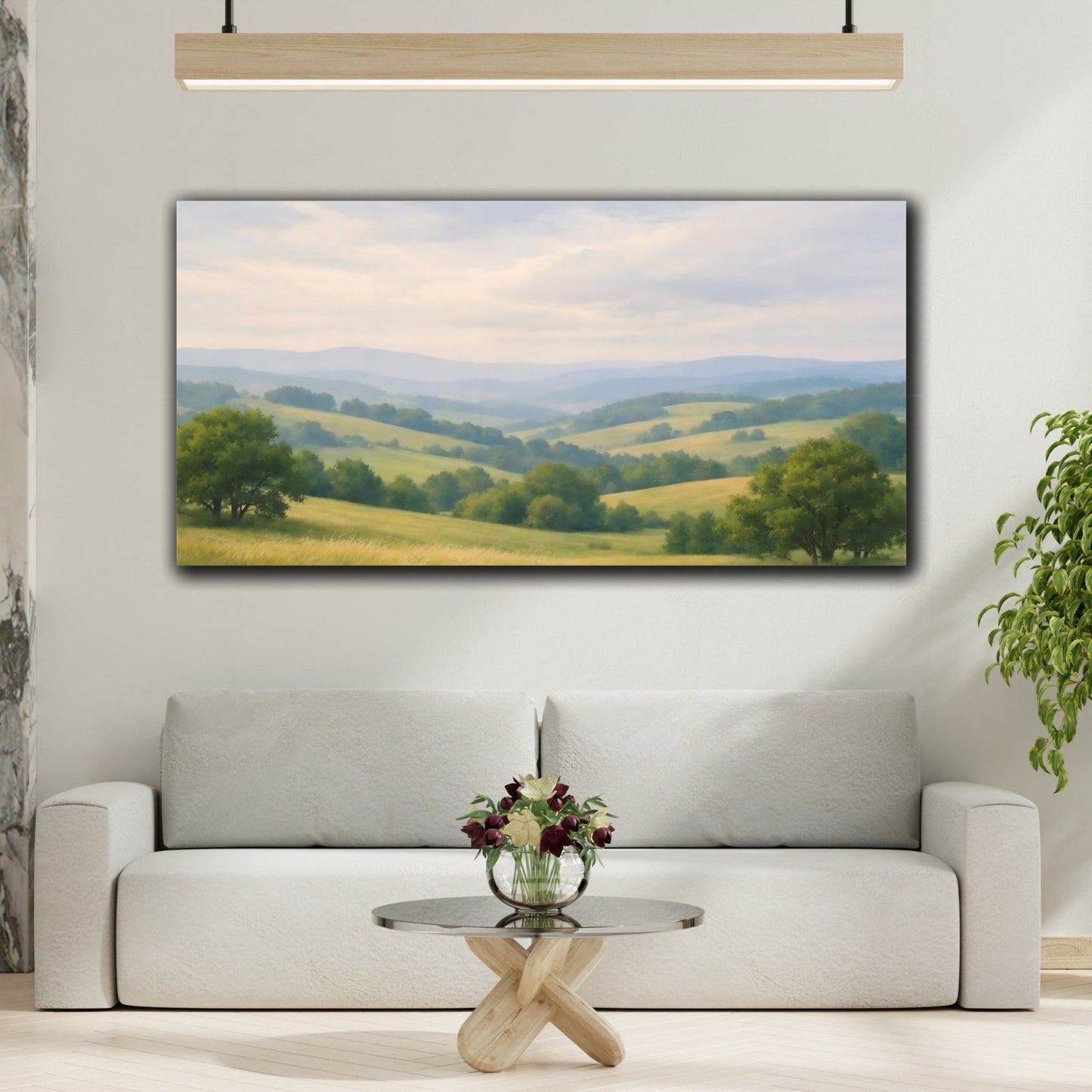 Nature Rolling Hills Green And Blue - Canvas Wall Art Print - YesArtYes