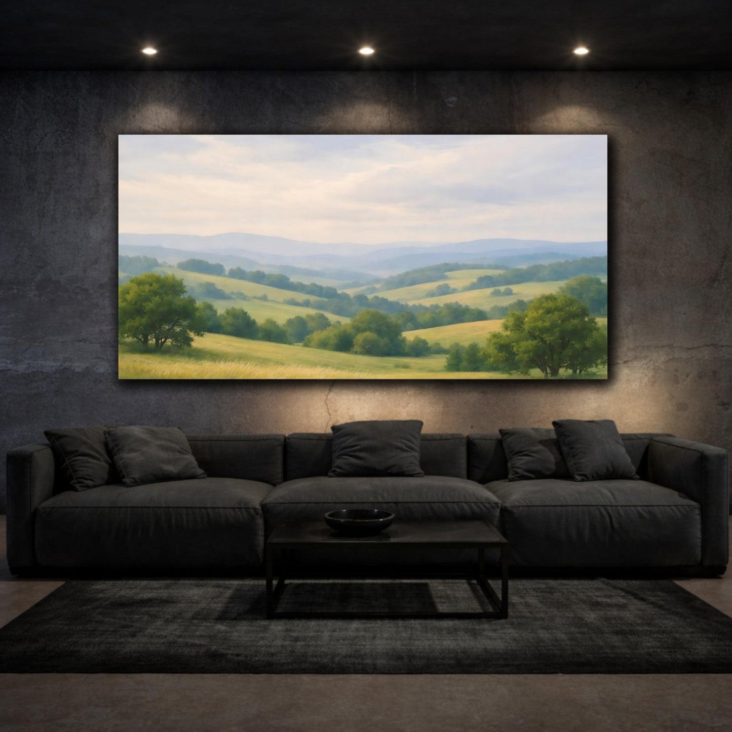 Nature Rolling Hills Green And Blue - Canvas Wall Art Print - YesArtYes