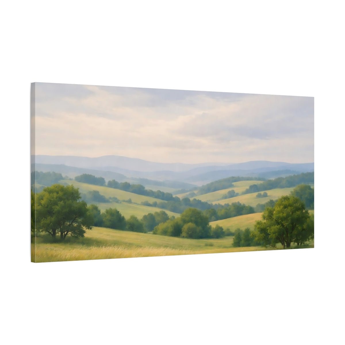 Nature Rolling Hills Green And Blue - Canvas Wall Art Print - YesArtYes