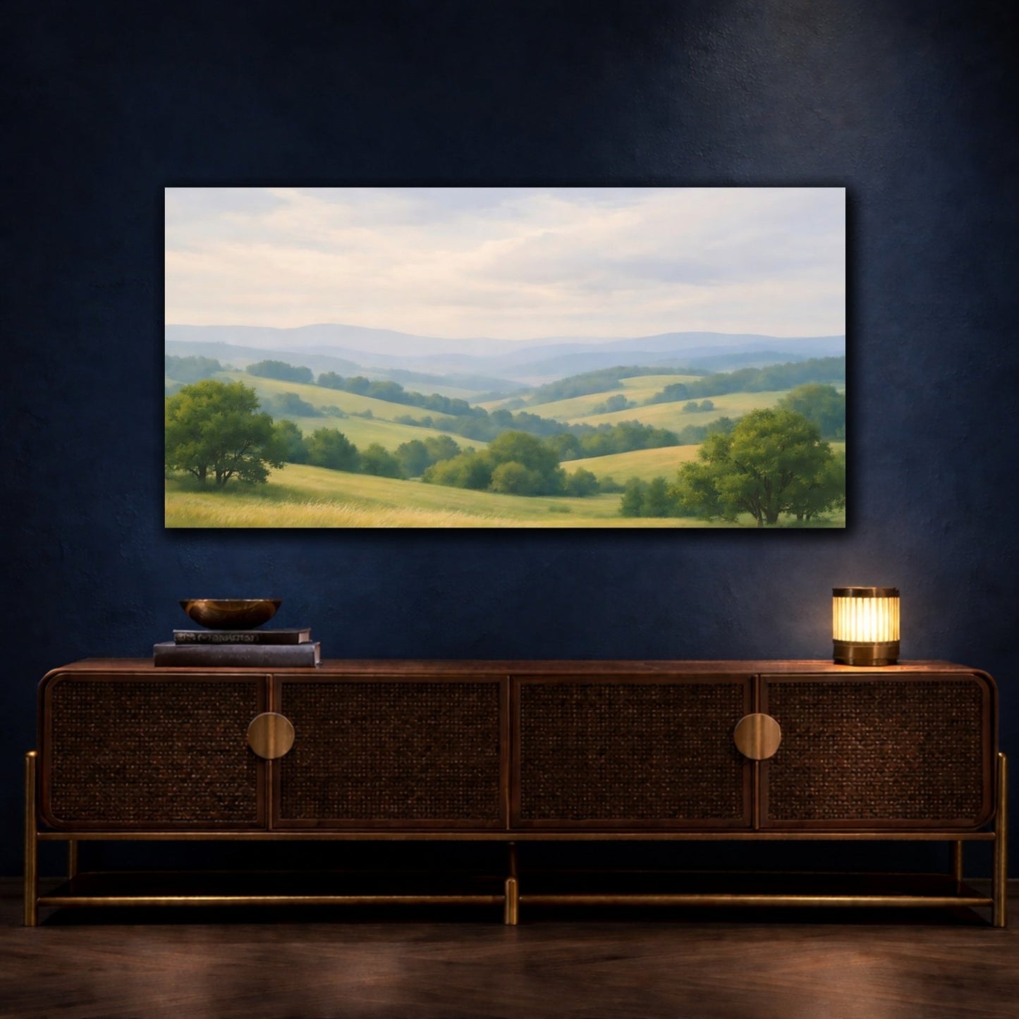 Nature Rolling Hills Green And Blue - Canvas Wall Art Print - YesArtYes