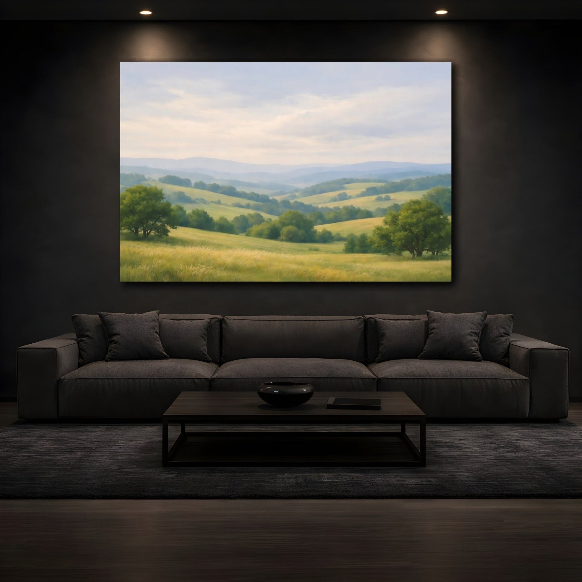 Nature Rolling Hills Green And Gold - Canvas Wall Art Print - YesArtYes
