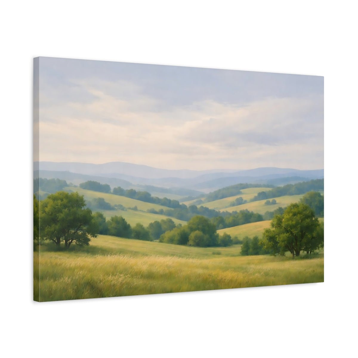 Nature Rolling Hills Green And Gold - Canvas Wall Art Print - YesArtYes