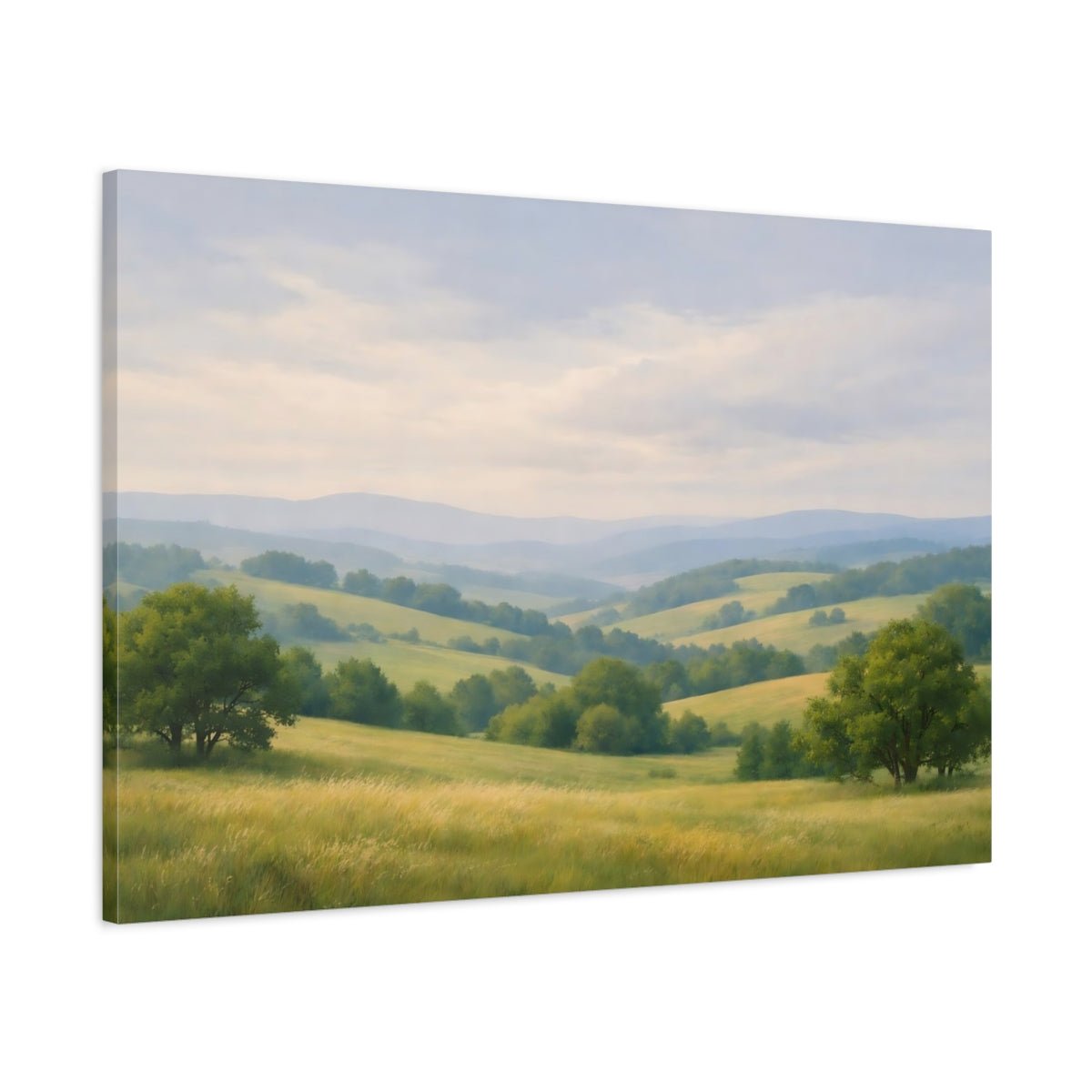 Nature Rolling Hills Green And Gold - Canvas Wall Art Print - YesArtYes