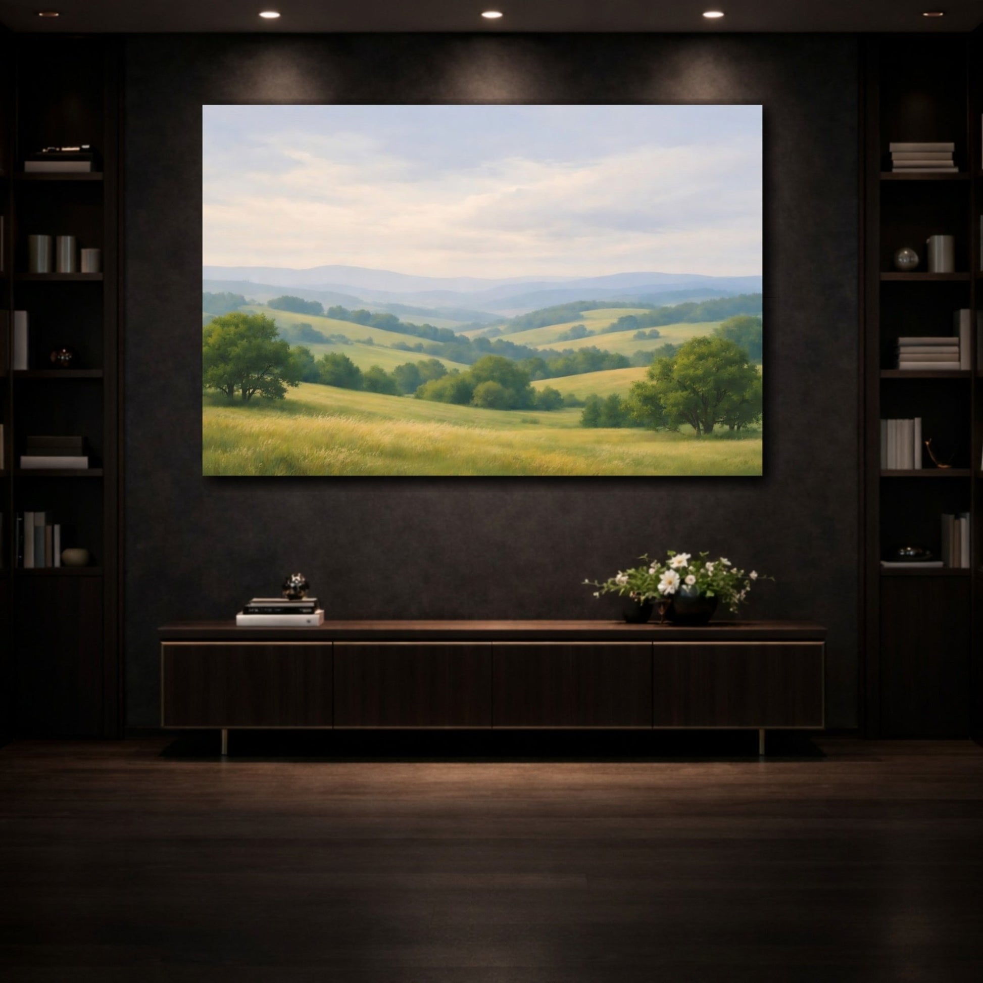 Nature Rolling Hills Green And Gold - Canvas Wall Art Print - YesArtYes