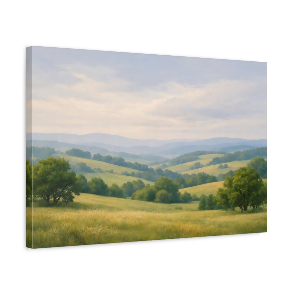 Nature Rolling Hills Green And Gold - Canvas Wall Art Print - YesArtYes
