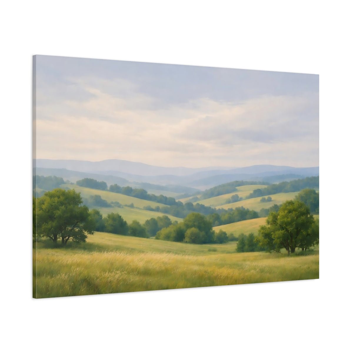 Nature Rolling Hills Green And Gold - Canvas Wall Art Print - YesArtYes