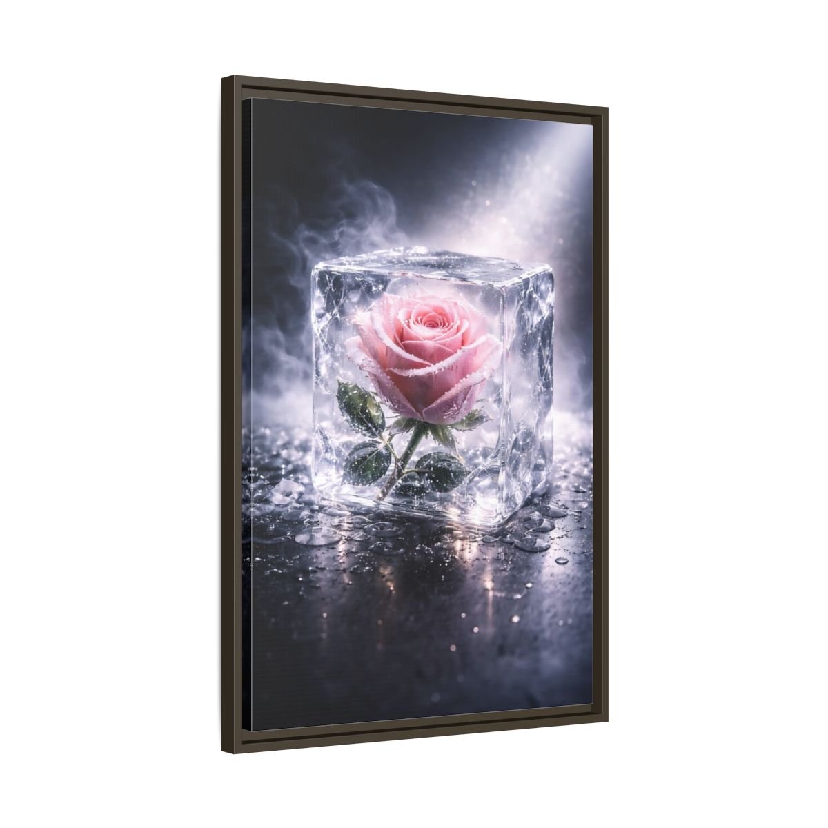 Nature Rose Pink Ice - Framed Canvas Wall Art Print - YesArtYes