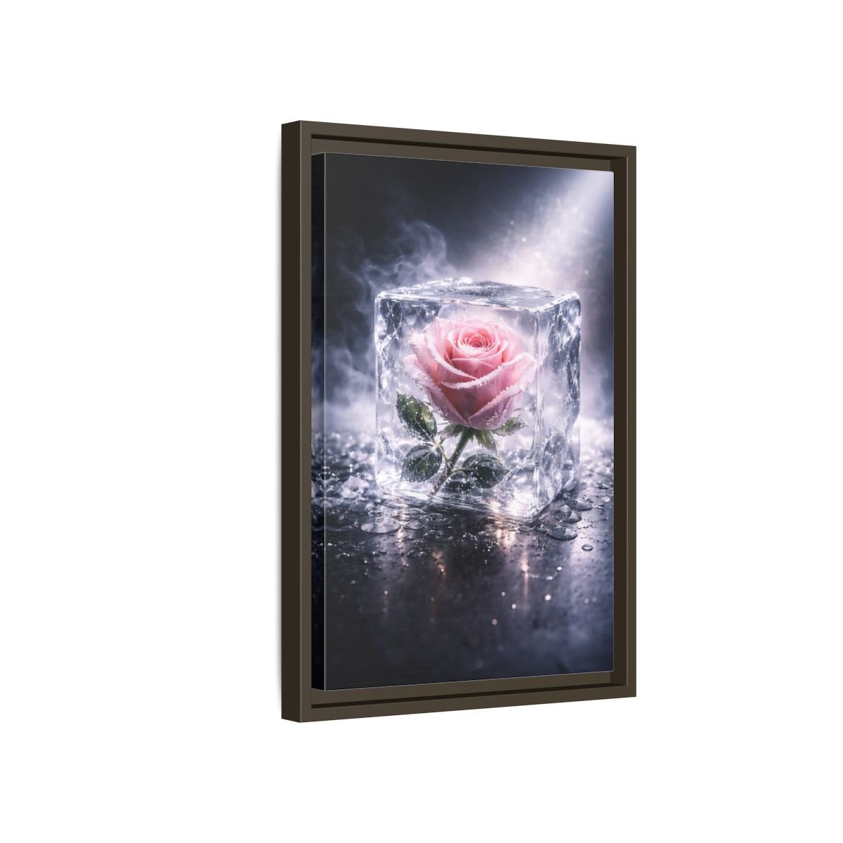 Nature Rose Pink Ice - Framed Canvas Wall Art Print - YesArtYes