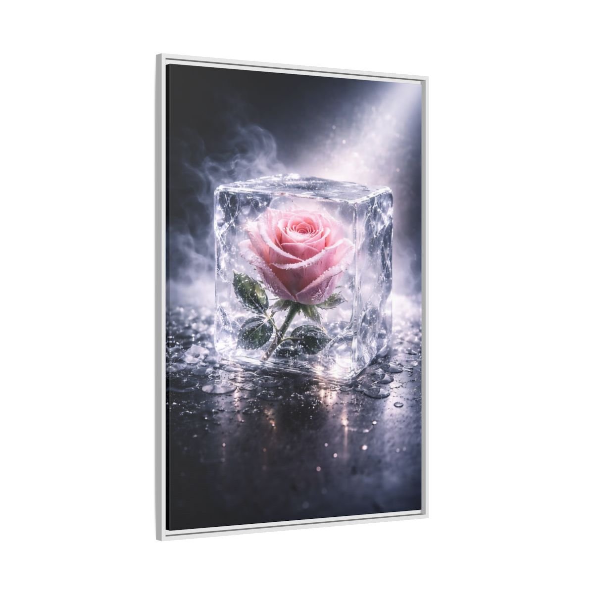 Nature Rose Pink Ice - Framed Canvas Wall Art Print - YesArtYes