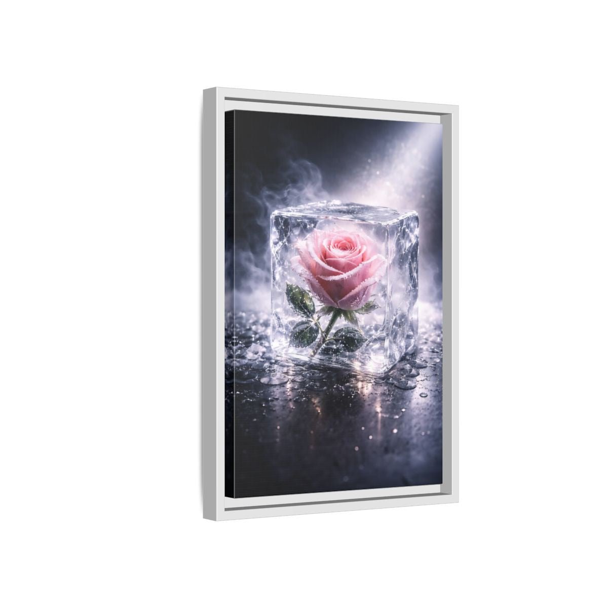 Nature Rose Pink Ice - Framed Canvas Wall Art Print - YesArtYes