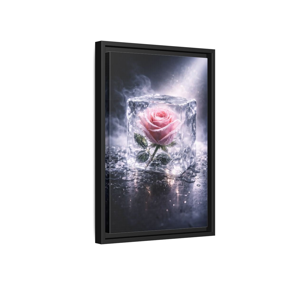 Nature Rose Pink Ice - Framed Canvas Wall Art Print - YesArtYes