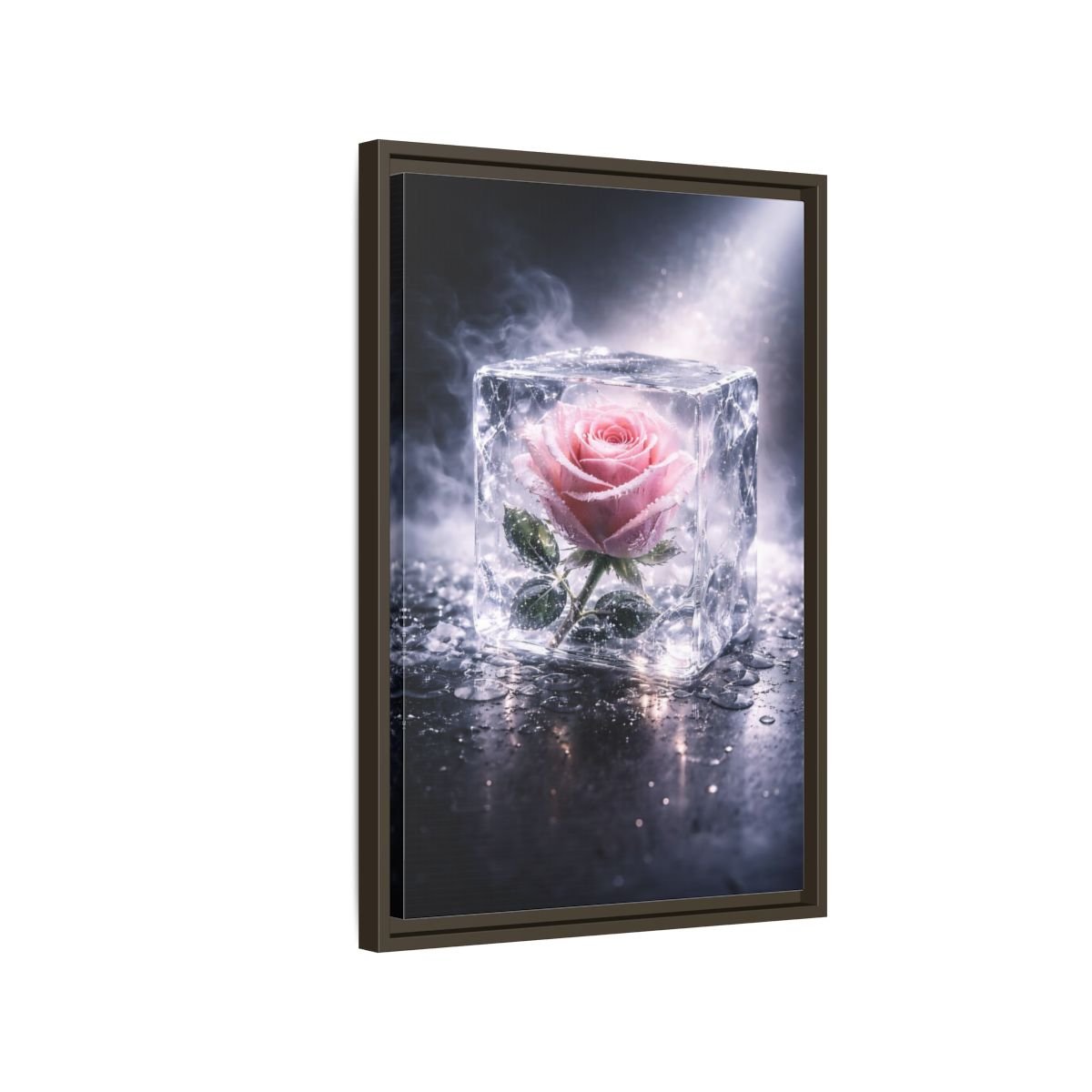 Nature Rose Pink Ice - Framed Canvas Wall Art Print - YesArtYes