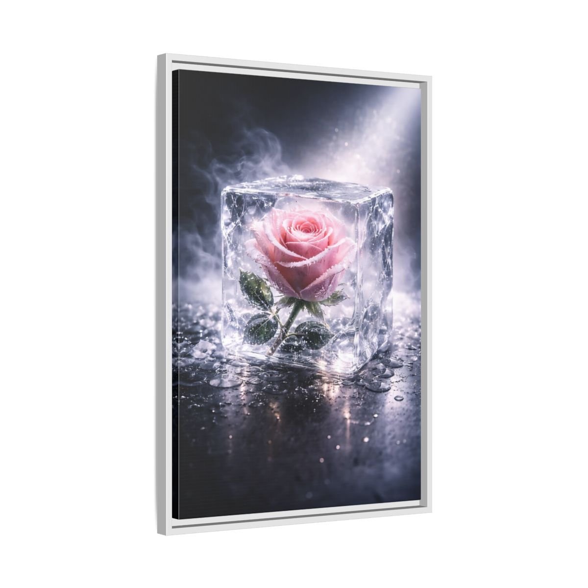 Nature Rose Pink Ice - Framed Canvas Wall Art Print - YesArtYes
