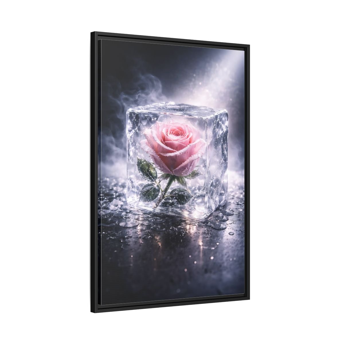 Nature Rose Pink Ice - Framed Canvas Wall Art Print - YesArtYes