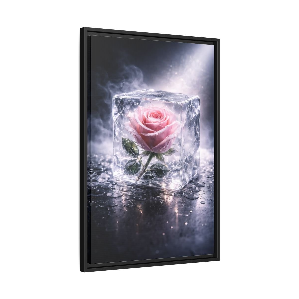 Nature Rose Pink Ice - Framed Canvas Wall Art Print - YesArtYes
