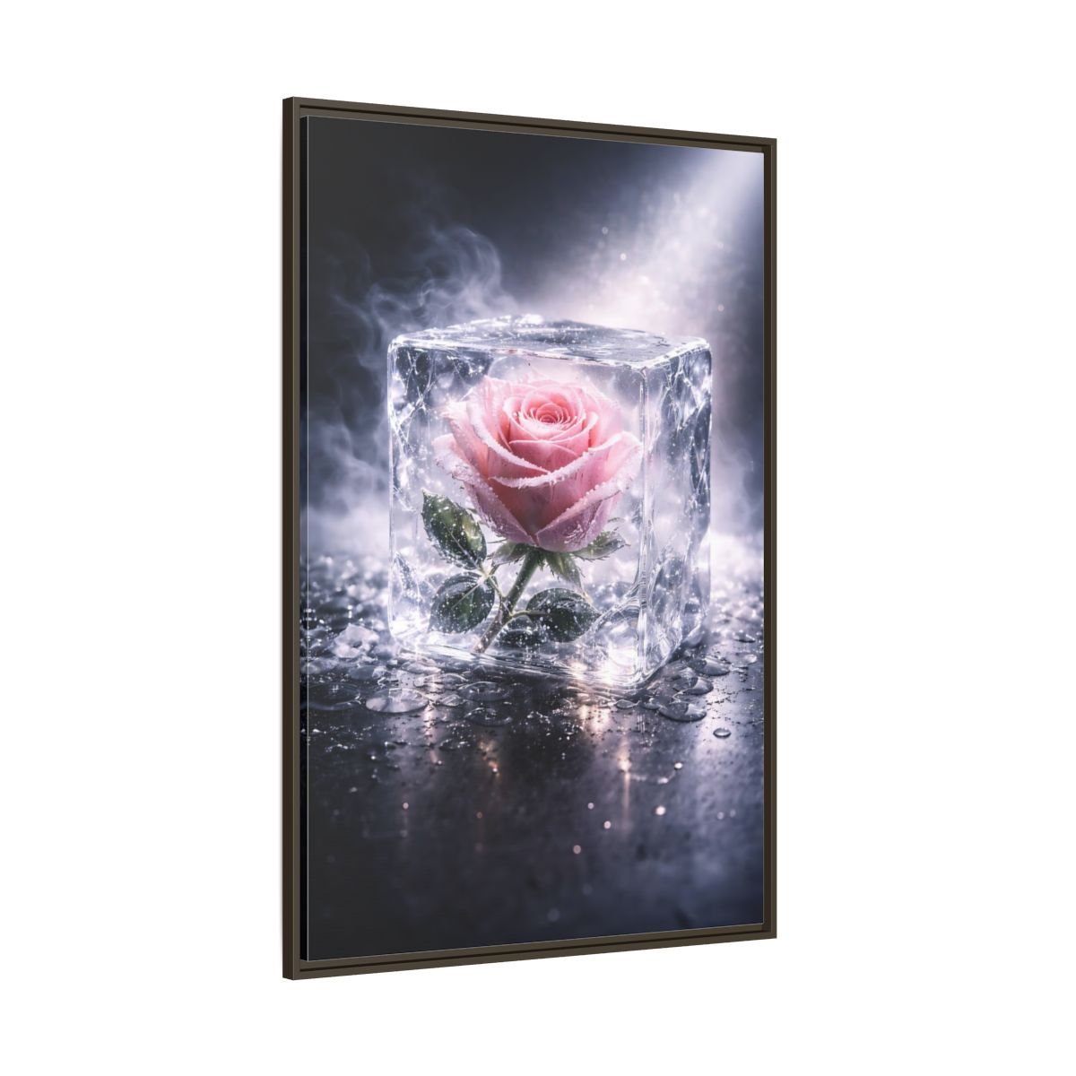 Nature Rose Pink Ice - Framed Canvas Wall Art Print - YesArtYes