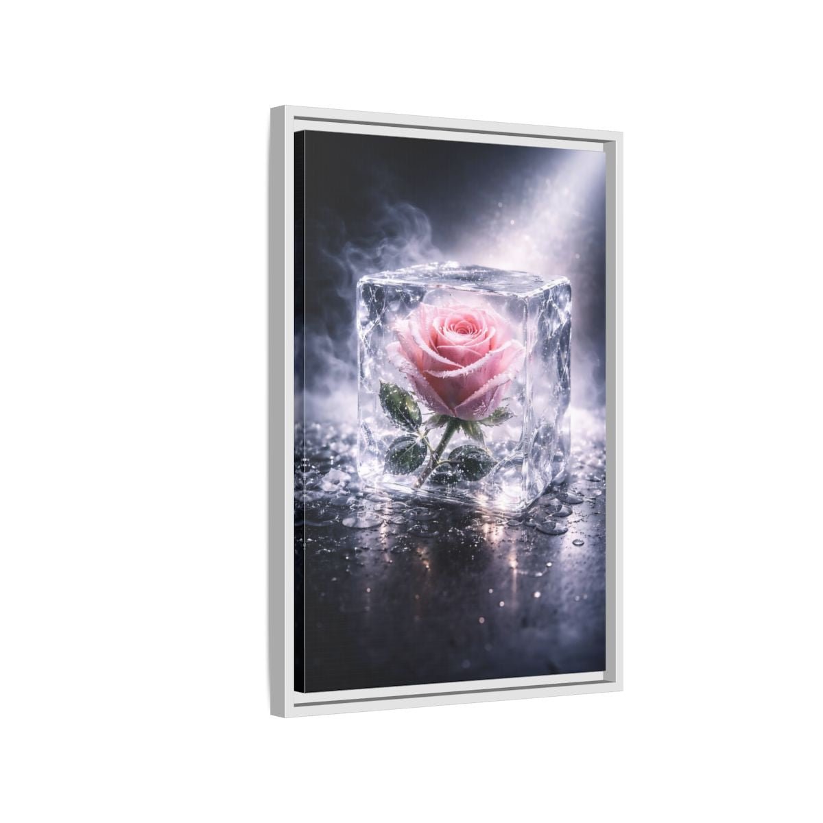 Nature Rose Pink Ice - Framed Canvas Wall Art Print - YesArtYes