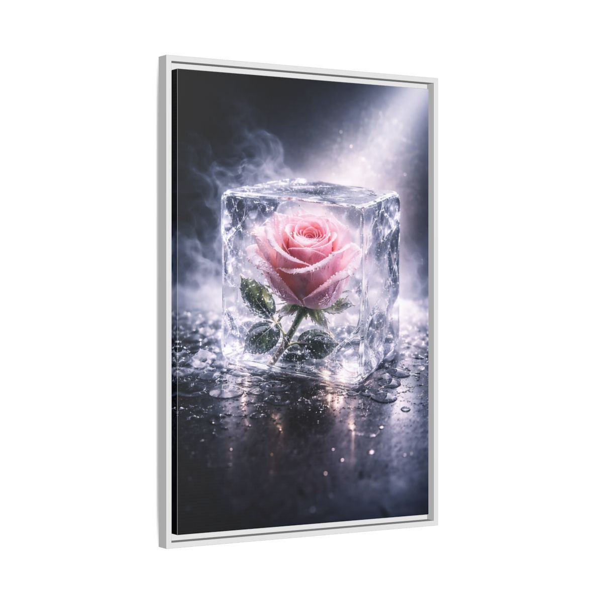 Nature Rose Pink Ice - Framed Canvas Wall Art Print - YesArtYes