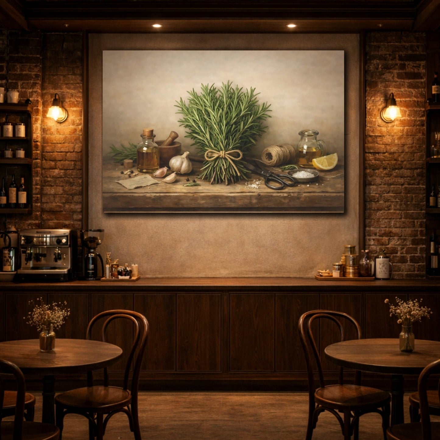Nature Rosemary Herbs Still Life - Canvas Wall Art Print - YesArtYes
