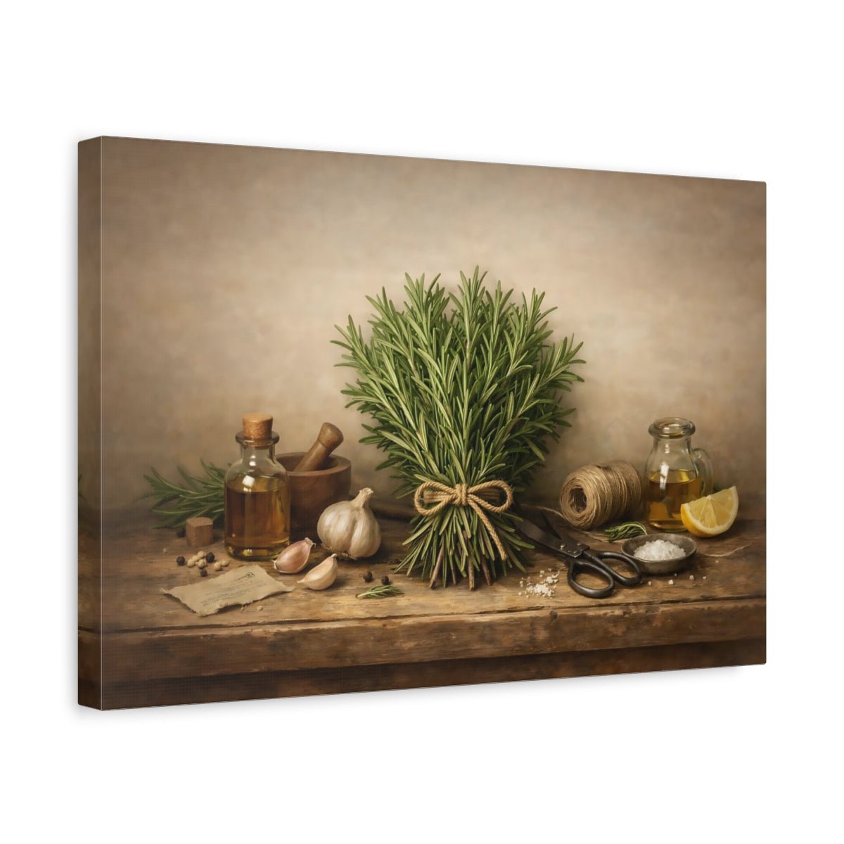 Nature Rosemary Herbs Still Life - Canvas Wall Art Print - YesArtYes