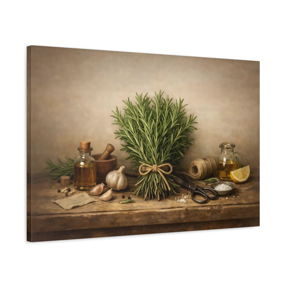 Nature Rosemary Herbs Still Life - Canvas Wall Art Print - YesArtYes