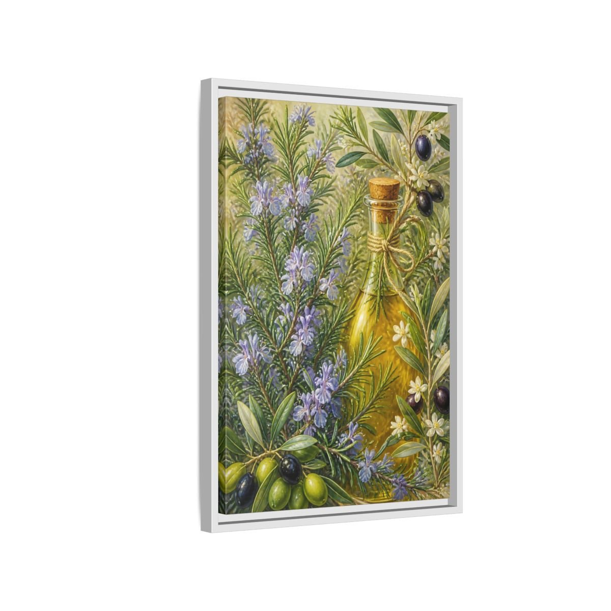 Nature Rosemary Olives Framed Canvas Print Wall Art – Kitchen Decor, Feature - YesArtYes