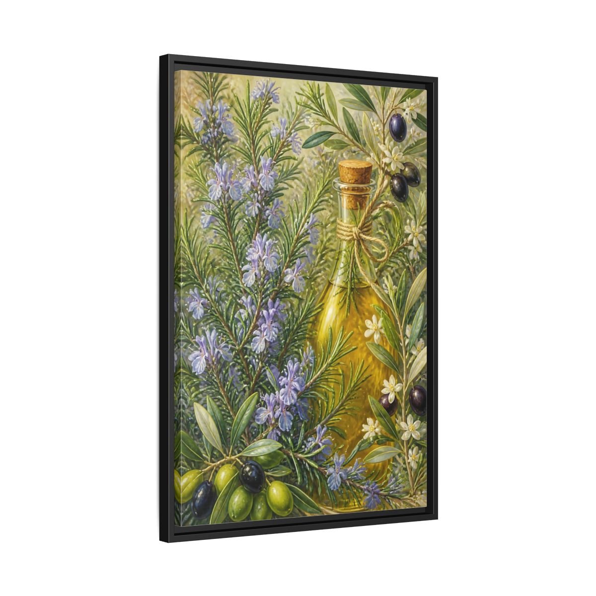 Nature Rosemary Olives Framed Canvas Print Wall Art – Kitchen Decor, Feature - YesArtYes