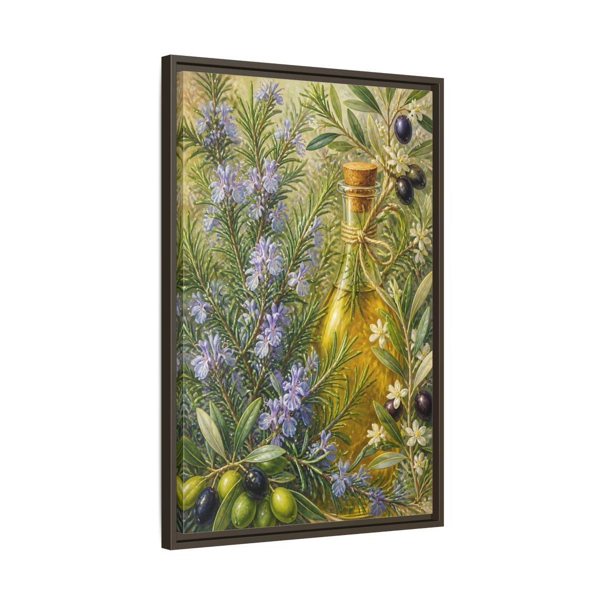 Side Mockup 11. Nature Rosemary, Olives Rosemary Olives shown as framed canvas print