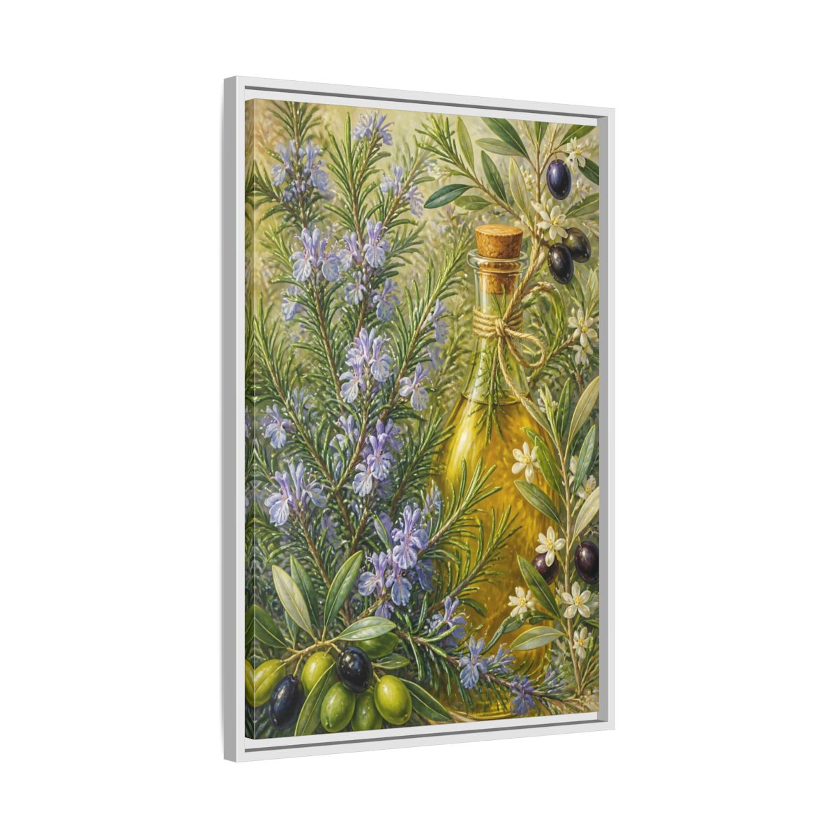 Side Mockup 10. Nature Rosemary, Olives Rosemary Olives shown as framed canvas print